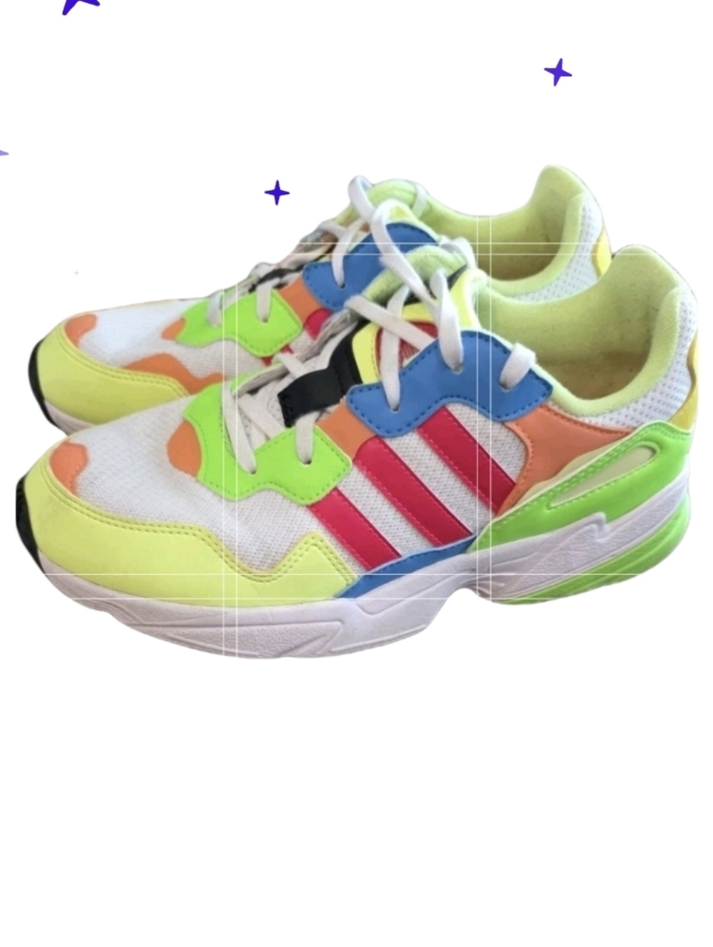 EE4409 Adidas Yung 96 J White Shock Red Hi Res Yellow Neon Size 7 Mens Or Youth